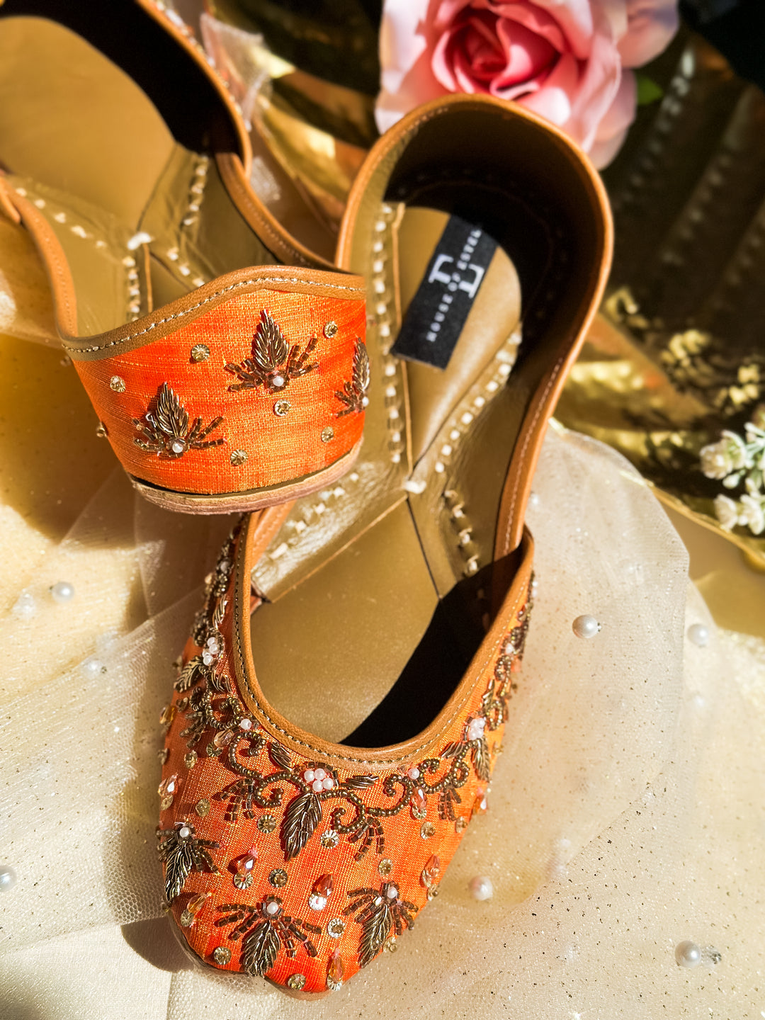 Folk Orange Jutti Flats