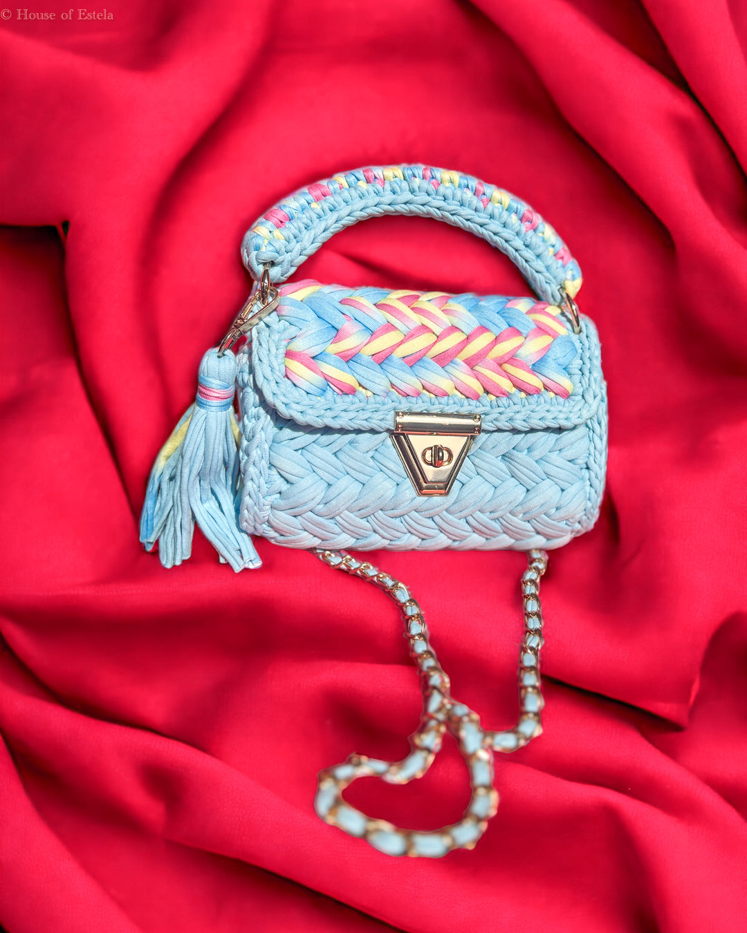 Pastel Dream Blue Crochet Bag
