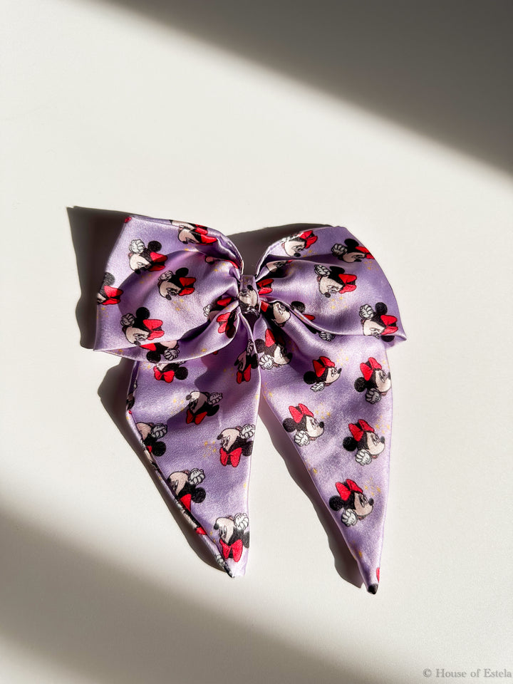 Minnie Print Pigtail Hair Bow