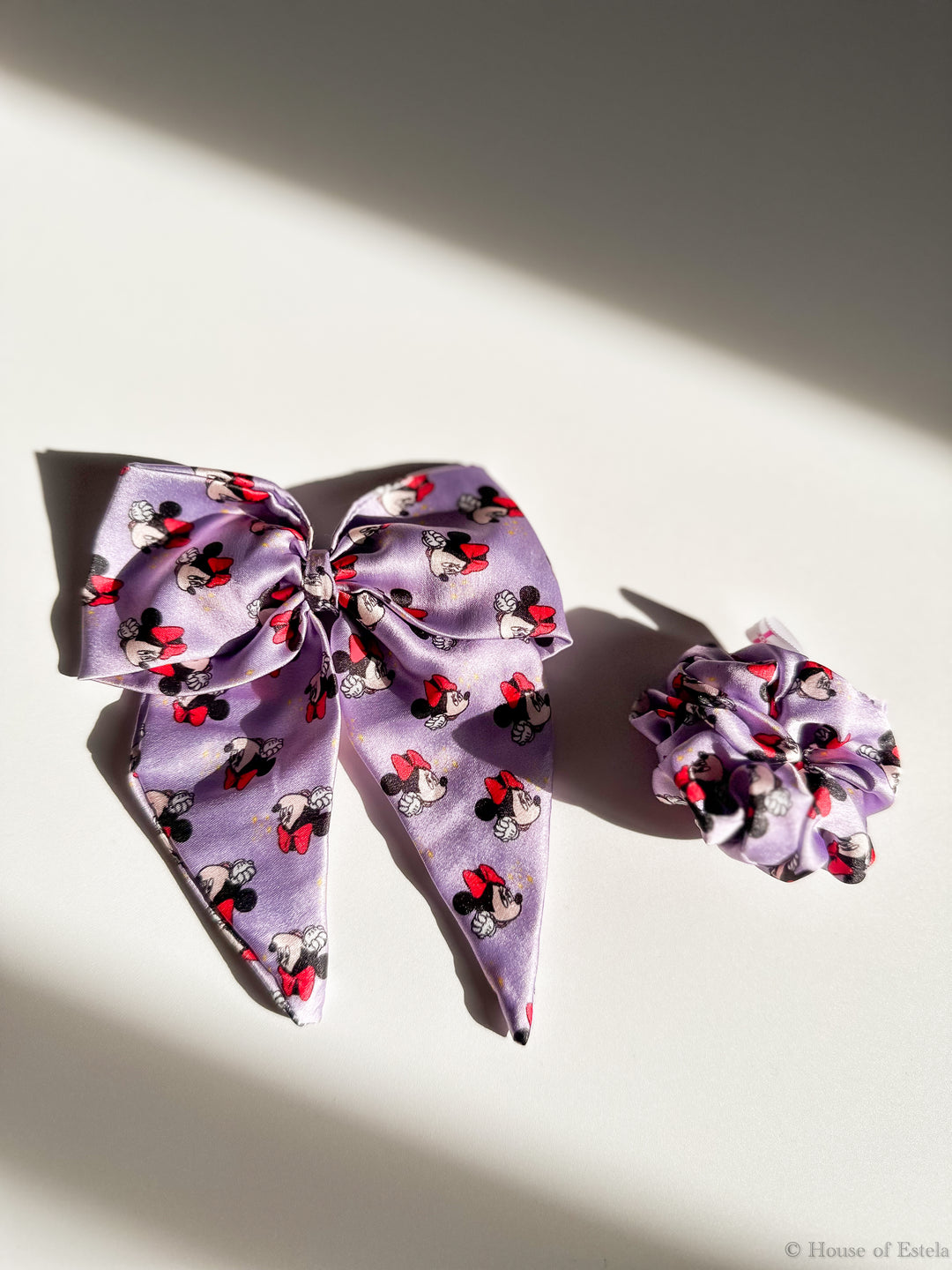 Minnie Print Pigtail Hair Bow