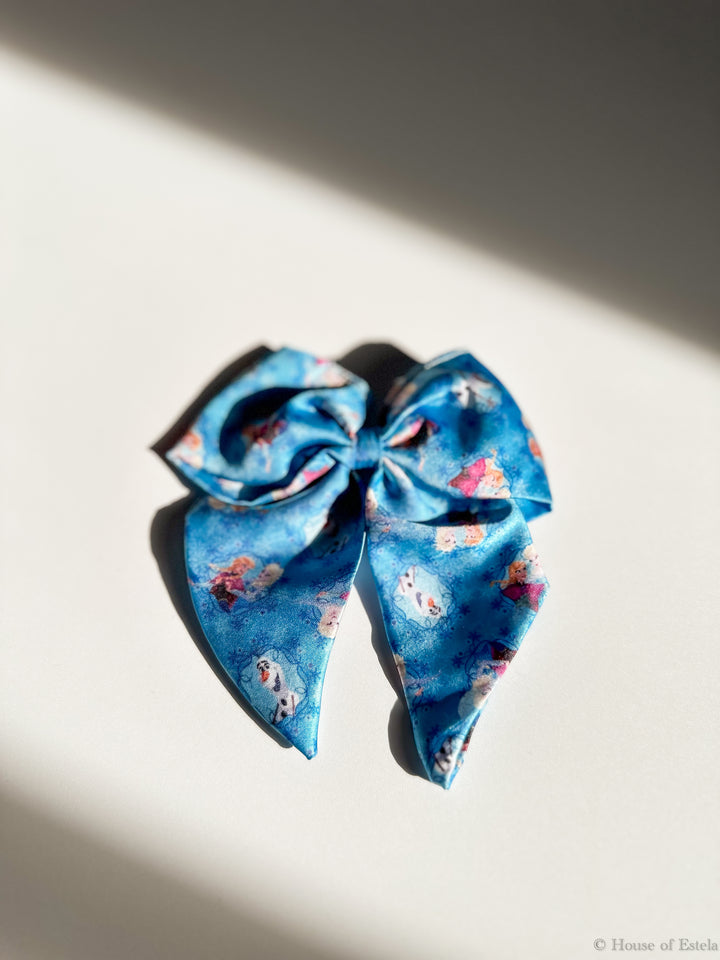 Frozen Print Pigtail Hair Bow