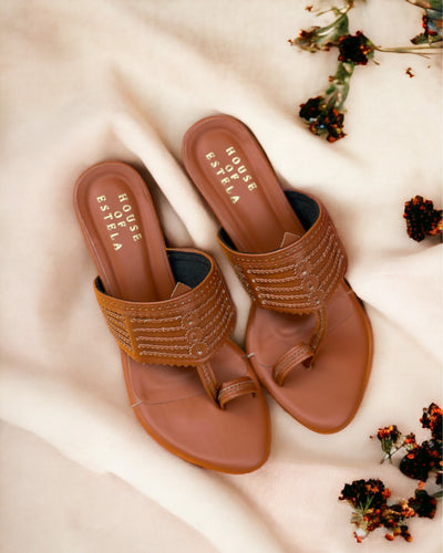Chic Tan Kolhapuri Heel