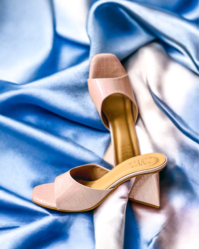 Holographic Pink Triangle Mule Heels