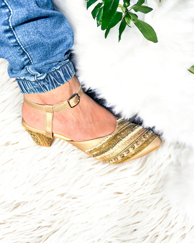 Magical Golden Pump Heels