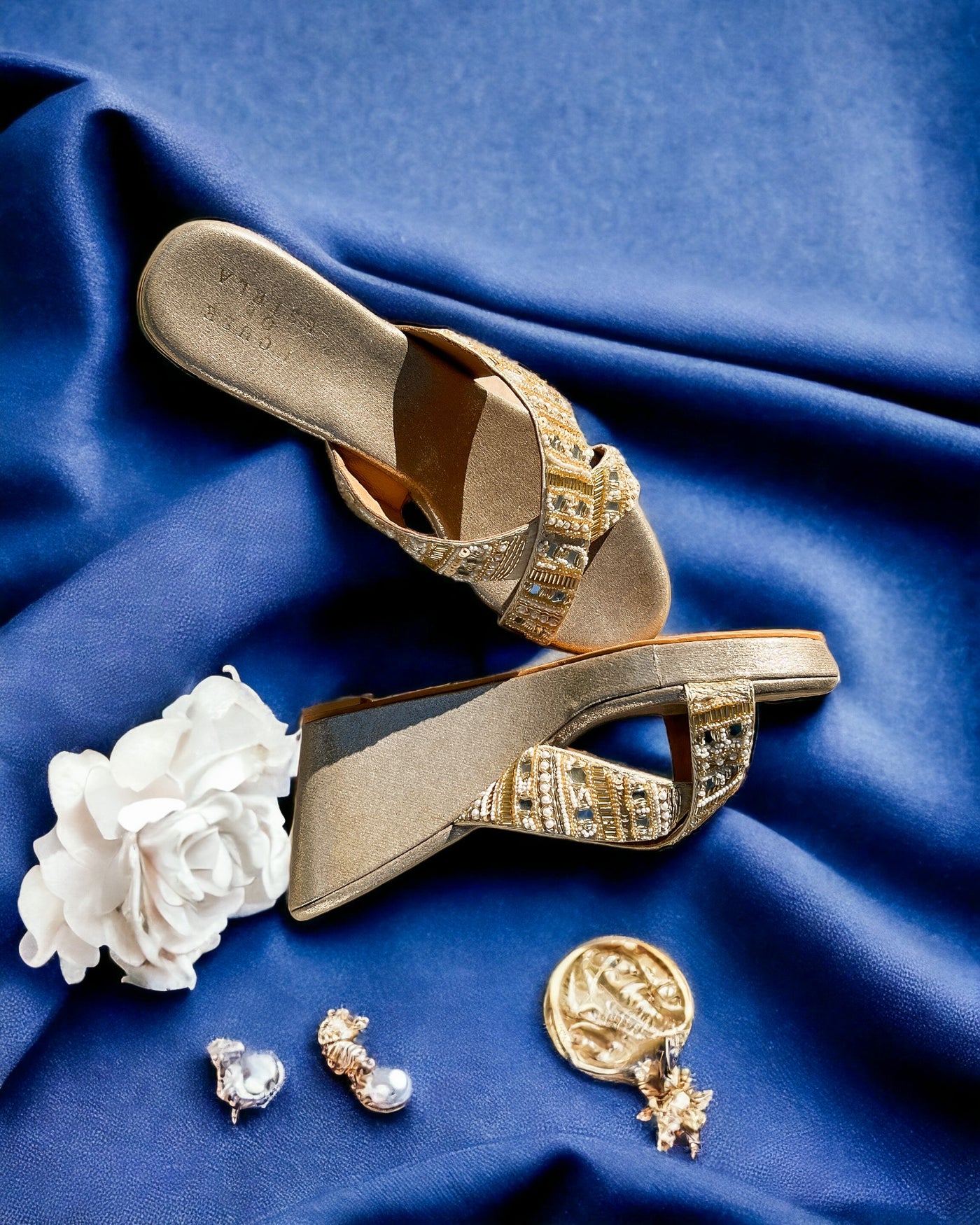Sparkle Criss Cross Wedge Heels