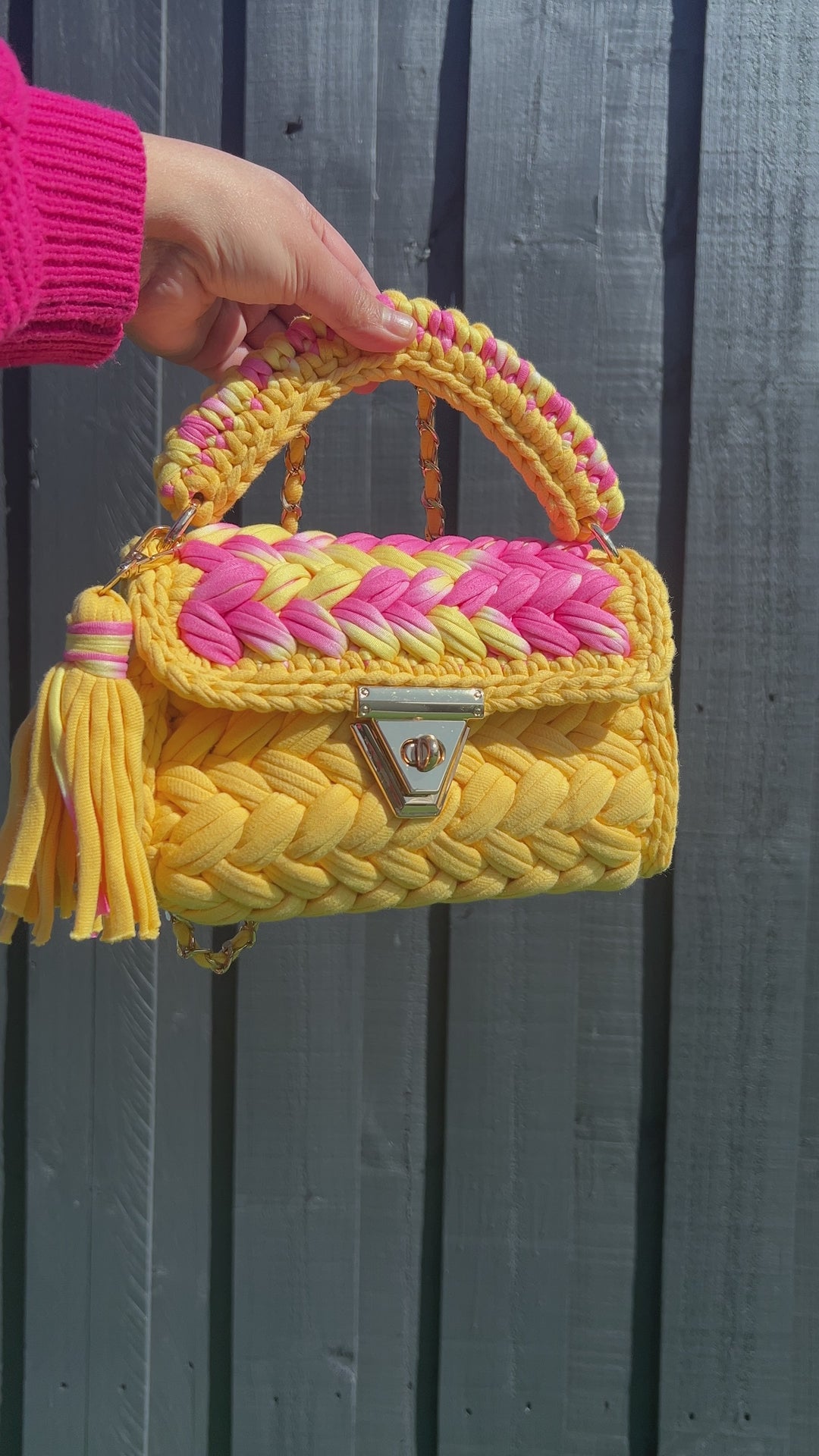 Sunshine Breeze Yellow Crochet Bag