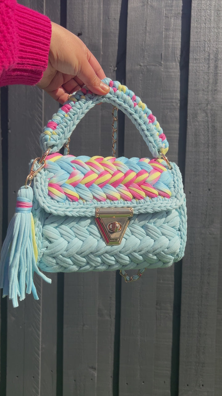 Pastel Dream Blue Crochet Bag