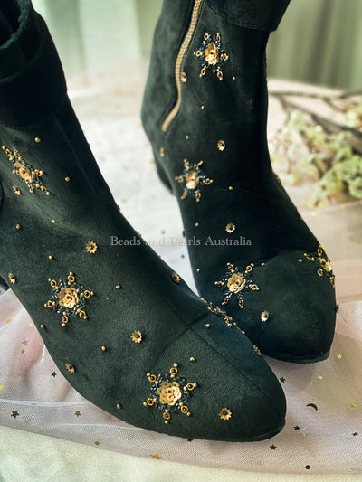 Diana Black Embroidered Boots